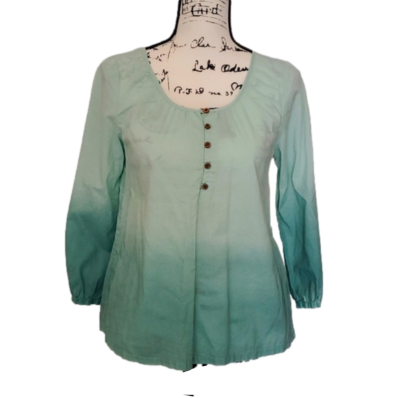 The North Face | 🔥🔥Host Pick🔥🔥 Teal  Ombré 💯 Cotton Peasant Shirt - S - Picture 1 of 14